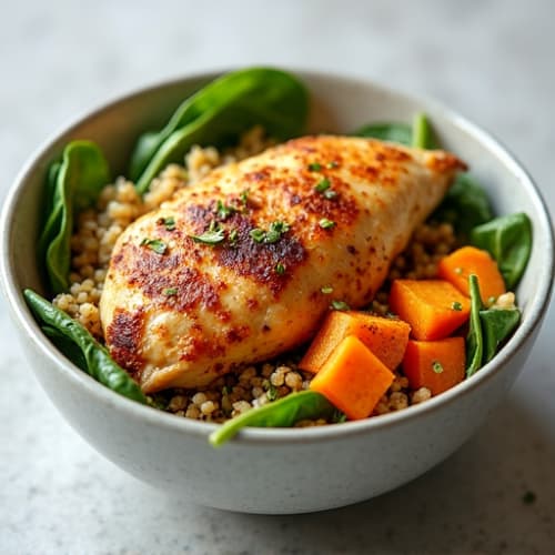 Roasted Chicken Quinoa Power Bowl with Sweet Potato