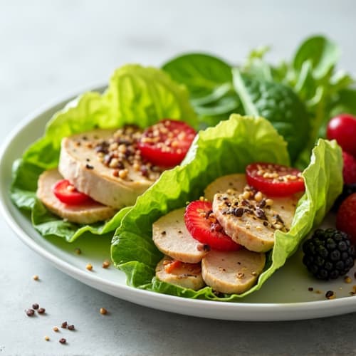Turkey and Hummus Lettuce Wraps with Baby Spinach