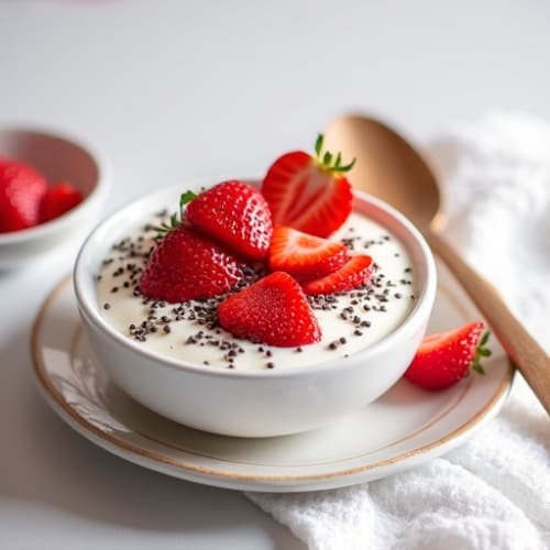 Greek Yogurt with Chia Seeds and Fresh Strawberries