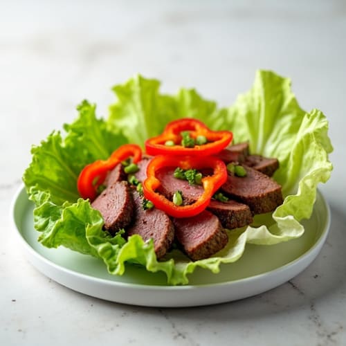 Roast Beef Lettuce Wraps with Crunchy Bell Peppers