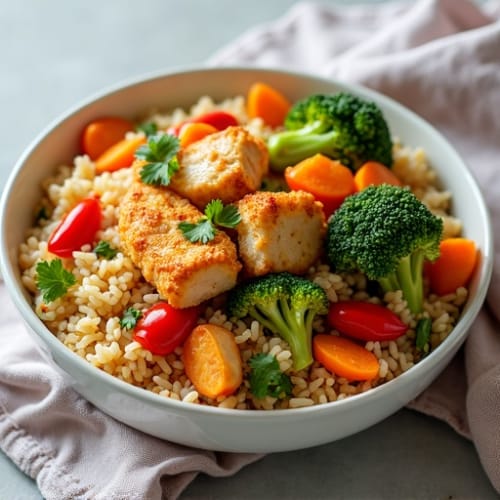 Crispy Chicken and Vegetable Stir-Fry Rice