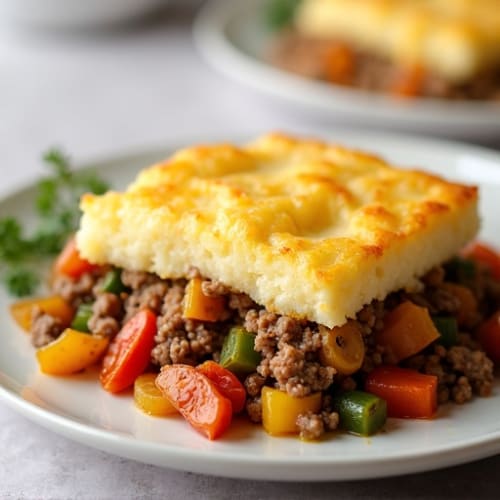 Lean Ground Beef and Vegetable Shepherd's Pie with Creamy Potato Topping