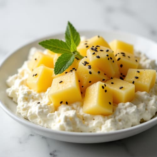 Cottage Cheese with Fresh Pineapple and Chia Seeds