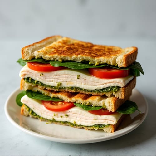 Pesto Turkey Panini with Fresh Mozzarella
