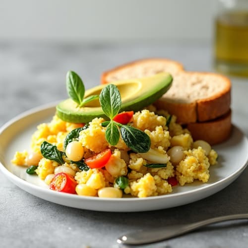 Egg White Veggie Scramble with Avocado
