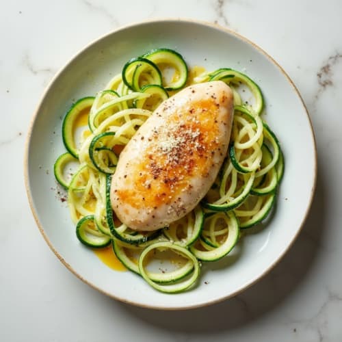 Creamy Lightened-Up Chicken Alfredo with Zucchini Noodles