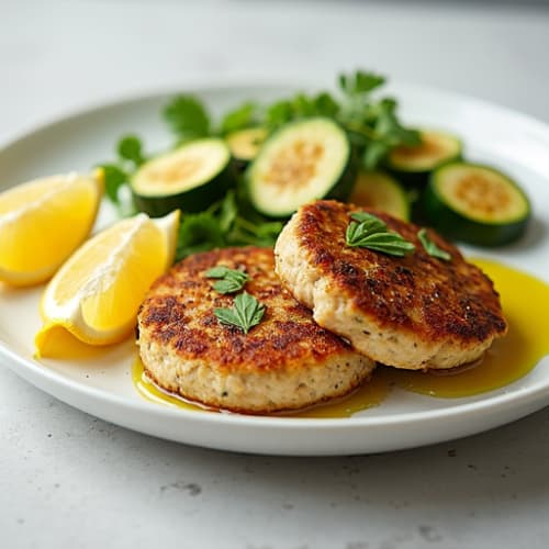 Lemon Herb Turkey Patties with Roasted Zucchini