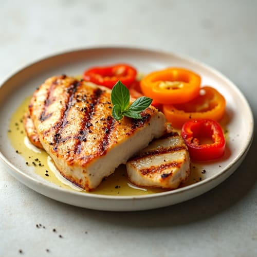 Grilled Chicken Breast with Sliced Bell Peppers