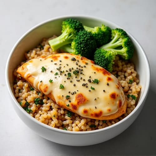 Cheesy Herb-Roasted Chicken and Rice Bowl