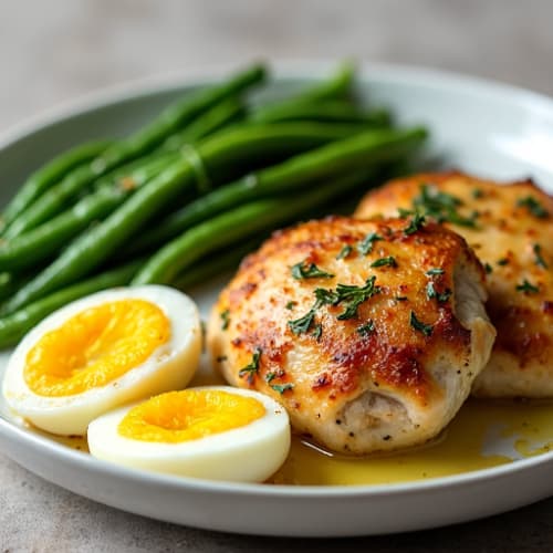 Herb-Roasted Chicken Thighs with Steamed Green Beans
