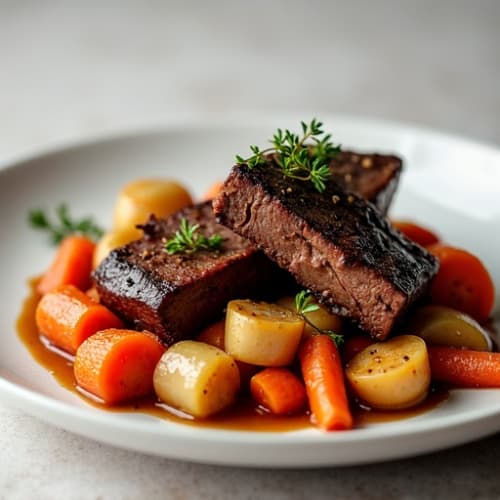 Tender Slow-Braised Short Ribs with Roasted Root Vegetables