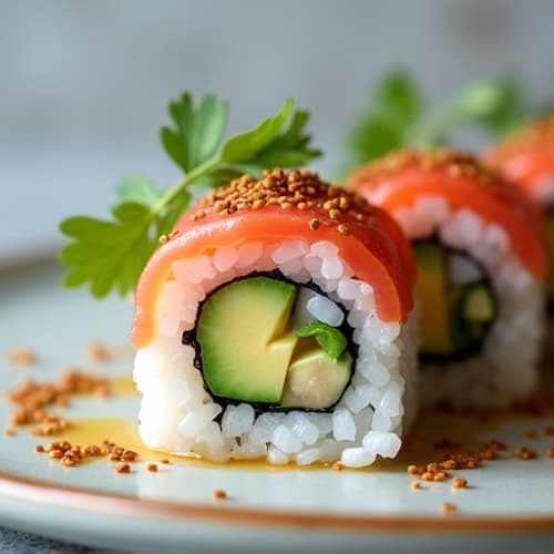 Fresh Tuna and Avocado Sushi Roll