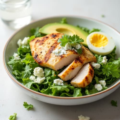 Grilled Chicken and Avocado Salad with Fresh Greens