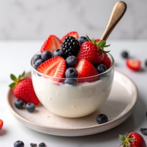 Greek Yogurt with Protein Powder and Fresh Berries