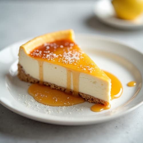 Protein-Rich Greek Yogurt Cheesecake with Date Caramel Drizzle