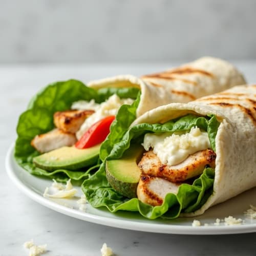 Grilled Chicken Creamy Caesar Crisp Romaine Wraps