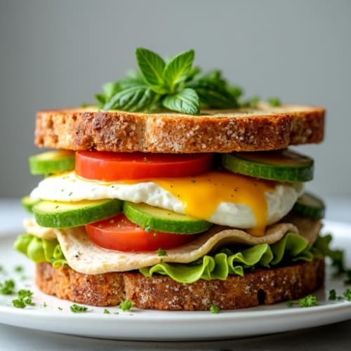 Herb-Crusted Turkey and Avocado Protein Stack