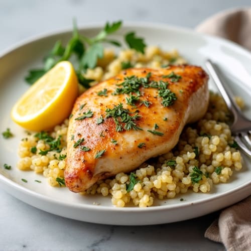 Herb-Roasted Chicken with Lemon Garlic Quinoa