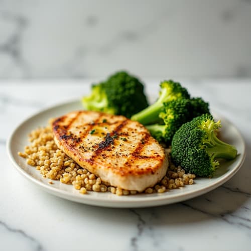 Grilled Turkey Breast with Roasted Broccoli and Quinoa