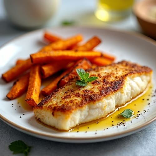 Crispy Baked Cod with Roasted Sweet Potato Fries