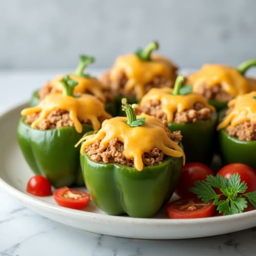 Turkey and Cheese Stuffed Green Peppers