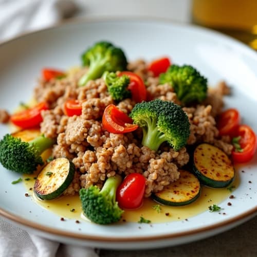 Lean Ground Turkey and Crispy Roasted Vegetables