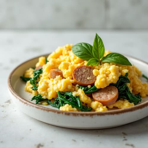 Egg White and Turkey Sausage Scramble with Spinach