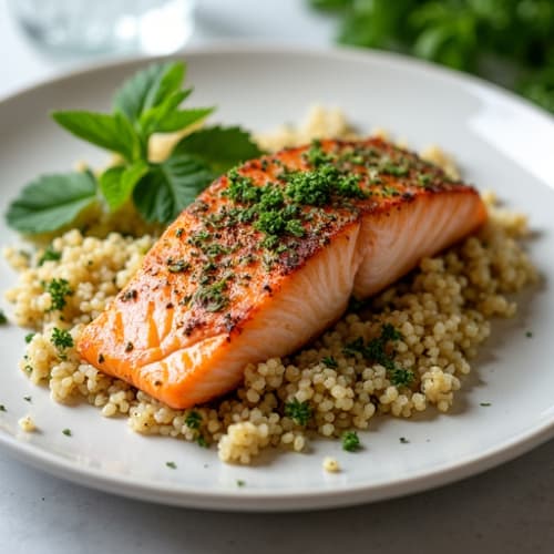 Herb-Crusted Seared Salmon with Quinoa