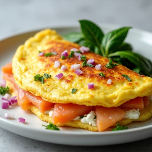 Fluffy Smoked Salmon and Cottage Cheese Protein Omelette