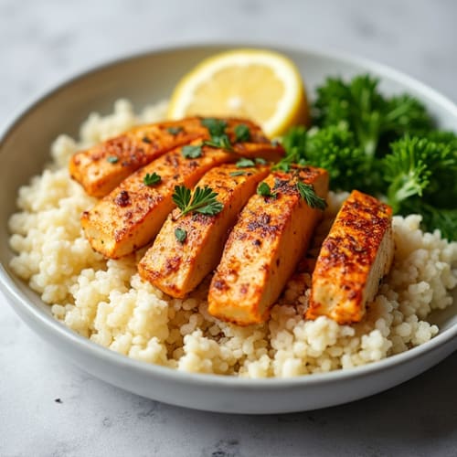 Creamy Yogurt-Spiced Chicken with Cauliflower Rice