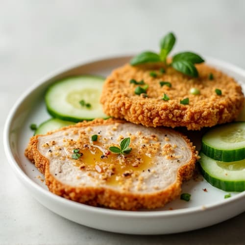 Crispy Turkey Breast Slices with Sliced Cucumber