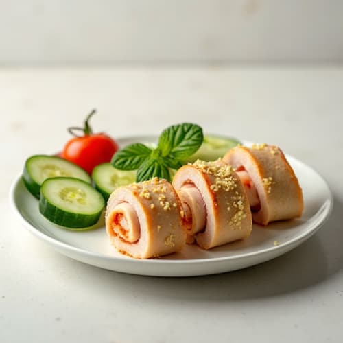 Turkey and Hummus Roll-Ups with Cucumber Slices