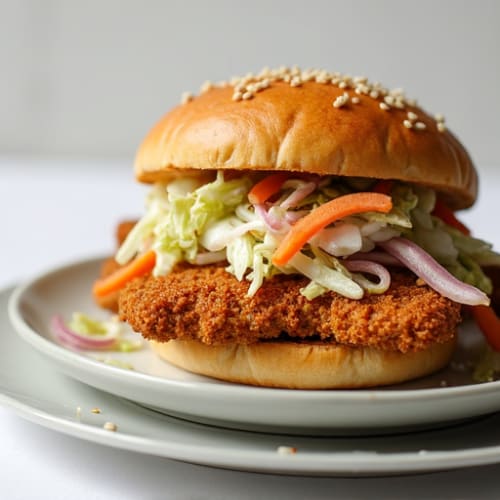 Crispy Baked Chicken Sandwich with Greek Yogurt Slaw