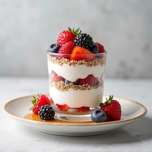 Greek Yogurt Parfait with Hemp Seeds and Mixed Berries