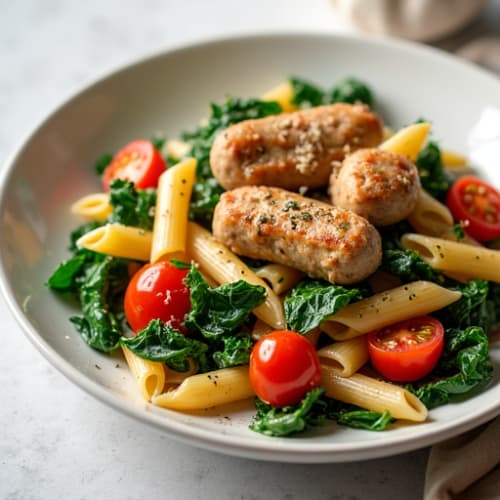 Herb-Spiced Turkey Sausage Pasta with Roasted Garlic