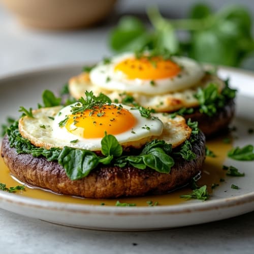 Herb-Spinach Stuffed Portobello Mushrooms with Goat Cheese