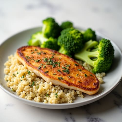 Herb-Roasted Turkey Breast with Quinoa and Steamed Broccoli