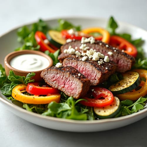 Seared Steak and Roasted Vegetable Salad with Feta