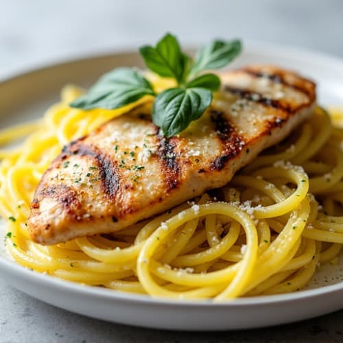 Herb-Garlic Spaghetti Squash with Lemon-Grilled Chicken