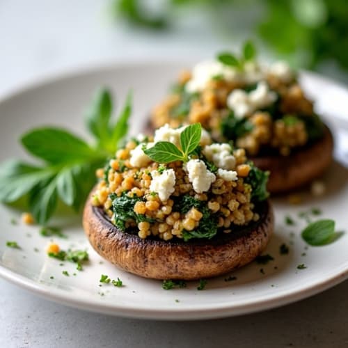 Savory Herbed Quinoa Stuffed Portobello Mushrooms