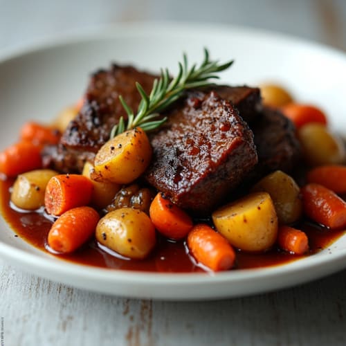Red Wine Braised Short Ribs with Root Vegetables