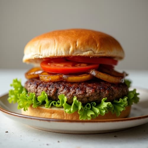 Lean Grass-Fed Burger with Caramelized Onions