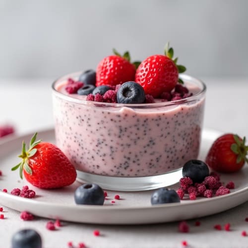 Chia Pudding with Protein Powder and Mixed Berries