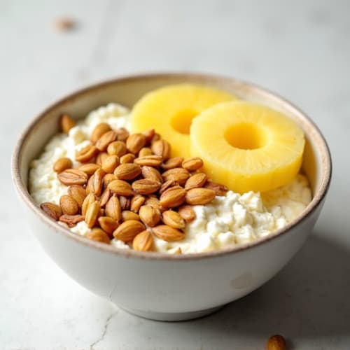 Cottage Cheese Protein Bowl with Fresh Pineapple and Pumpkin Seeds