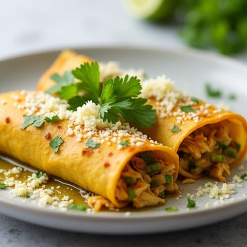 Salsa Verde Shredded Chicken Enchiladas