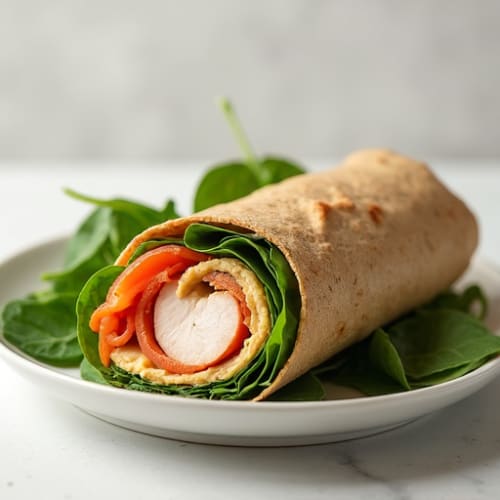 Turkey and Hummus Wrap with Spinach