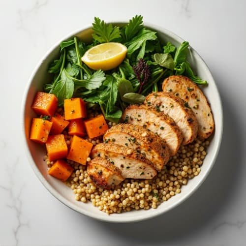 Herb-Grilled Chicken Power Bowl with Roasted Sweet Potatoes