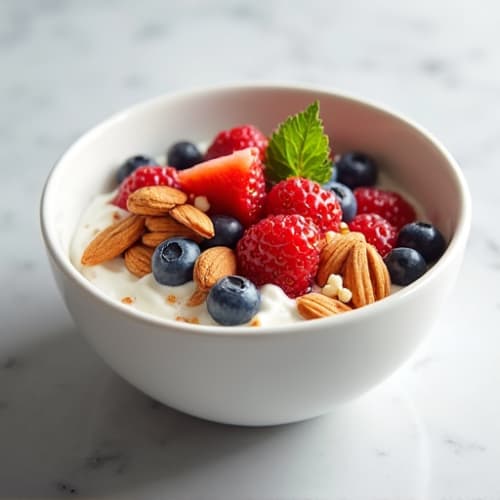 Greek Yogurt with Almond Crunch and Fresh Berries