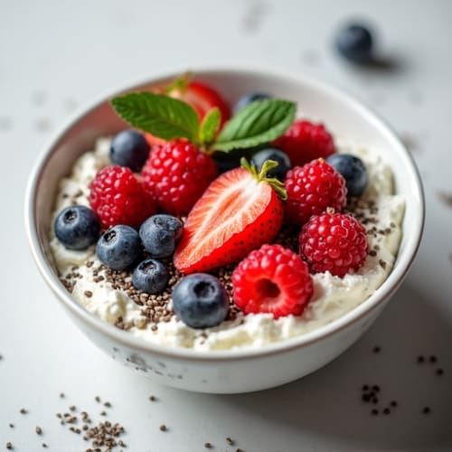 Creamy Cottage Cheese Berry Bowl with Chia Seeds