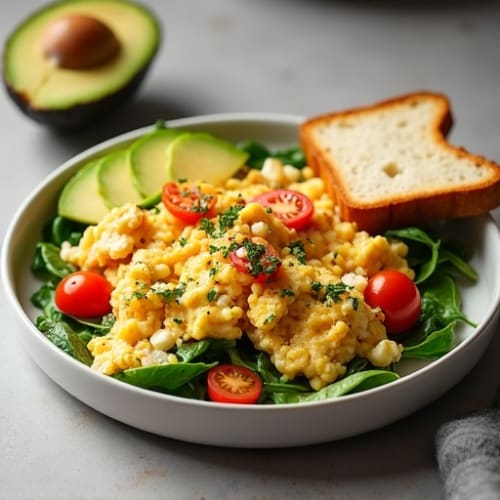 Chicken Egg White Scramble with Spinach and Tomatoes